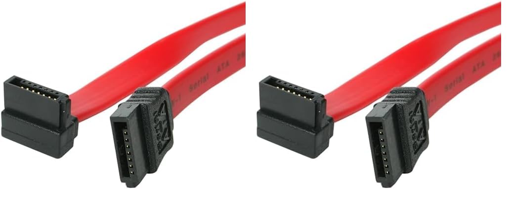 StarTech.com 12in SATA to Right Angle SATA Serial ATA Cable (SATA12RA1) (Pack of 2) 1 Count (Pack of 2)