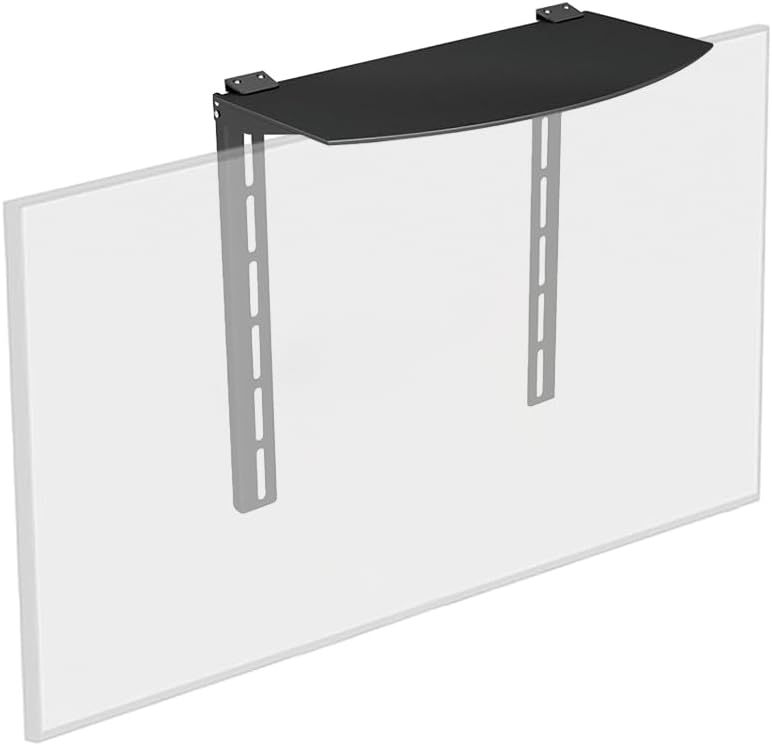 Monoprice TV Mounted Glass Shelf, Allows Above or Below TV Mounting of Blu-Ray Player, Cable Box, Game Console