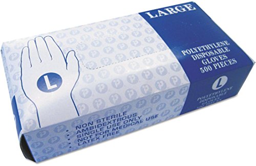 Interplast Group Integrated Bagging Systems Embossed Polyethylene Powder Free Disposable Gloves, Large, Clear, 500 Per Box