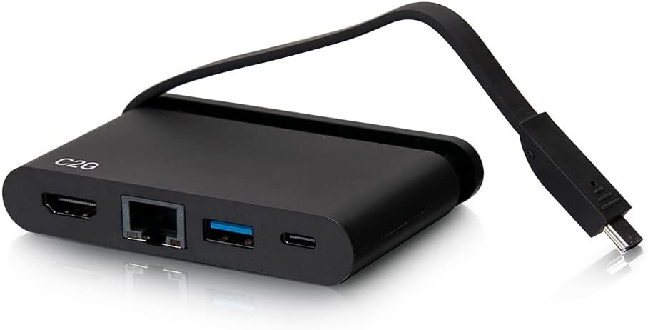 C2G USB-C 4-in-1 Compact Dock with HDMI, USB-A, Ethernet, and USB-C Power Delivery up to 100W - 4K 30Hz