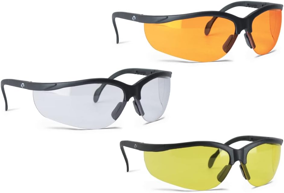 Walker's Sport High-Grade Polycarbonate Lenses Half Frame Soft Rubber Nose Piece Adjustable Safety Shooting Glasses