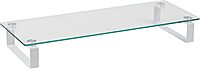Mind Reader Monitor Stand, Contemporary, Desktop Organizer, Laptop Riser, Office, Glass, 22" L x 8.25" W x 3" H, Clear