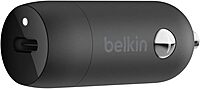 Belkin BoostCharge™ 30W Fast Car Charger, Compact Design withUSB-C Power Delivery Port, USB-C to Lightning Cable Included