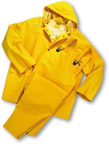 West Chester 4035/XXXXXL 35mL PVC Over Polyester 3Pcs Rain Suit, Detachable Hood - Yellow Each