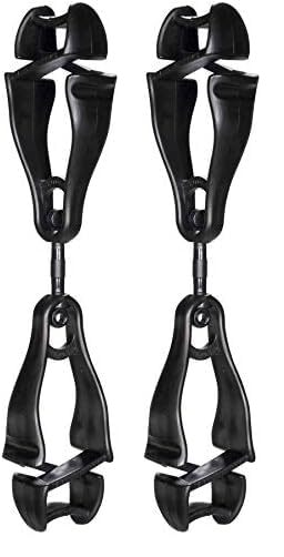 Ergodyne Squids 3420 Swiveling Dual-Clip Glove Holders, 5-1/2 in, Black - Set of 6