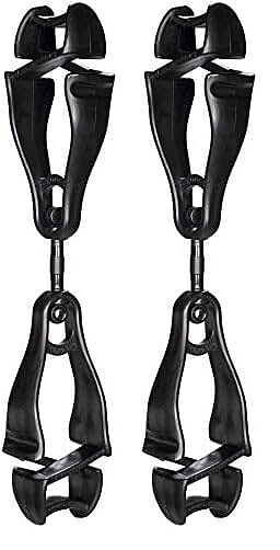 Ergodyne Squids 3420 Swiveling Dual-Clip Glove Holders, 5-1/2 in, Black - Set of 6