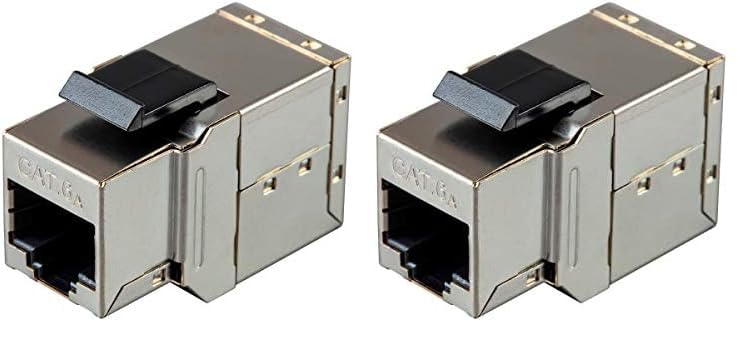 Monoprice Shielded Straight Through Cat6A RJ45 Keystone in-Line Coupler - Silver Use for Networking, Patch Cables