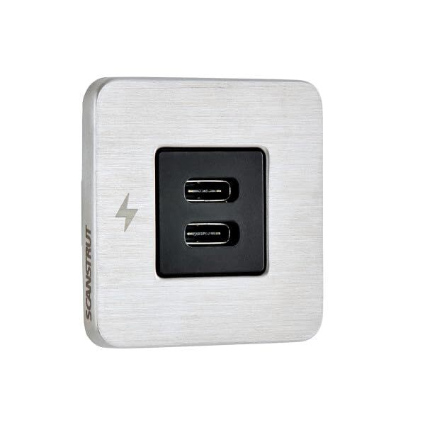 Scanstrut TILE USB-C Interior Charging Socket - 12/24V - Stainless Steel Bezel