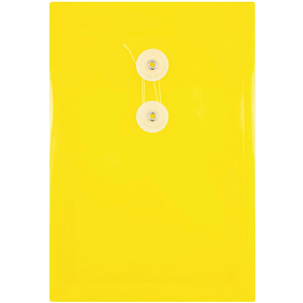 JAM PAPER Open-End Plastic Envelopes, Button & String