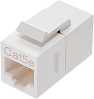Monoprice Cat5e RJ45 Feedthrough Keystone Jack - Inline Coupler Type, Fits Standard Keystone Devices, Single PCS, White
