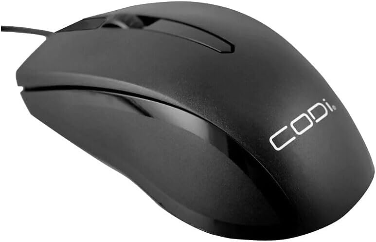 CODi Wired USB Optical Mouse - Optical - Cable - USB Type A - 1200 dpi - Scroll Wheel - Symmetrical