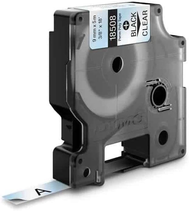 DYMO Permanent Polyester Industrial Label Tape, Clear with Black Print