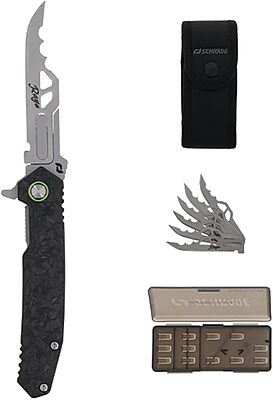 Schrade Enrage Stryche Replaceable Blade Knife with Carbon Fiber Handle, Pocket Clip