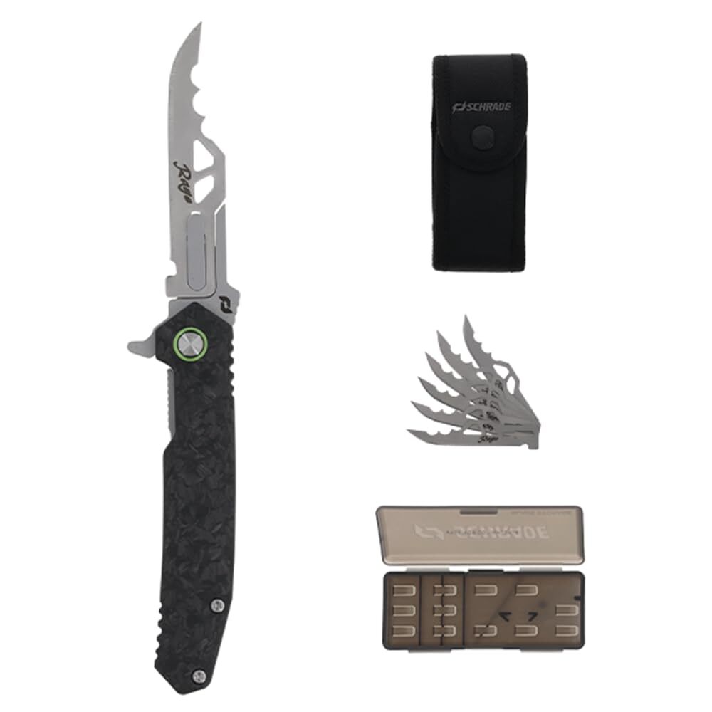 Schrade Enrage Stryche Replaceable Blade Knife with Carbon Fiber Handle, Pocket Clip