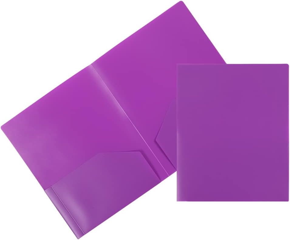 JAM Paper Heavy-Duty 2-Pocket Plastic Presentation Folders - Letter Size