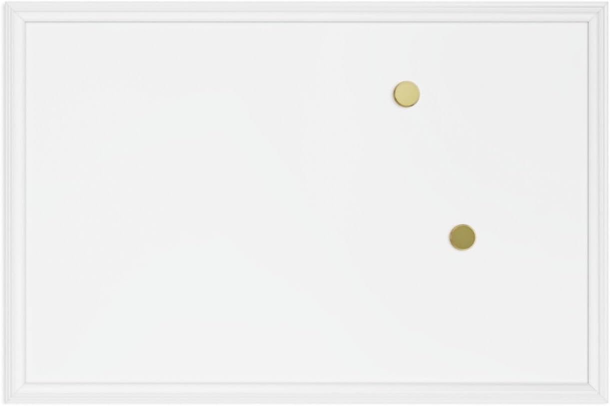 U Brands Farmhouse Magnetic Dry Erase Board, 30"x20", White Wood Style Frame, Includes 2 Magnets 30"W x 20"H