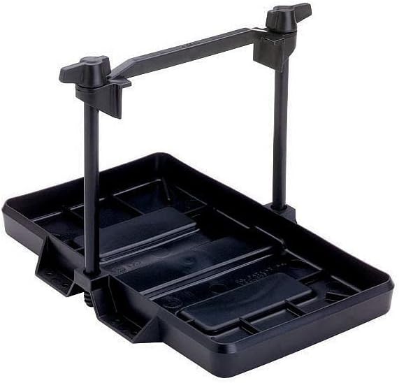 Attwood 9091-5 USCG-Approved 27 Series Adjustable Hold-Down Marine Boat Battery Tray, Black One Size