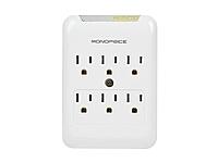 Monoprice Power & Surge - 6 Outlet Surge Protector Slim Wall Tap - White | UL Rated