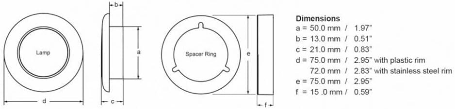Hella Marine Slim Line LED 'Enhanced Brightness' Round Courtesy Lamp - Red LED - White Plastic Bezel - 12V