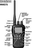 Uniden MHS75 Waterproof Handheld 2-Way VHF Marine Radio, Submersible