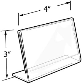 Azar Displays Acrylic L-Shaped Sign Holders, Clear - Pack of 10