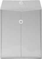 JAM PAPER Open-End Plastic Envelopes, Button & String