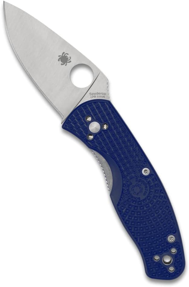 Spyderco Persistence Lightweight Folding Pocket Knife with 2.75 Inch CPM S35VN Steel Blade and Blue FRN Handle - PlainEdge