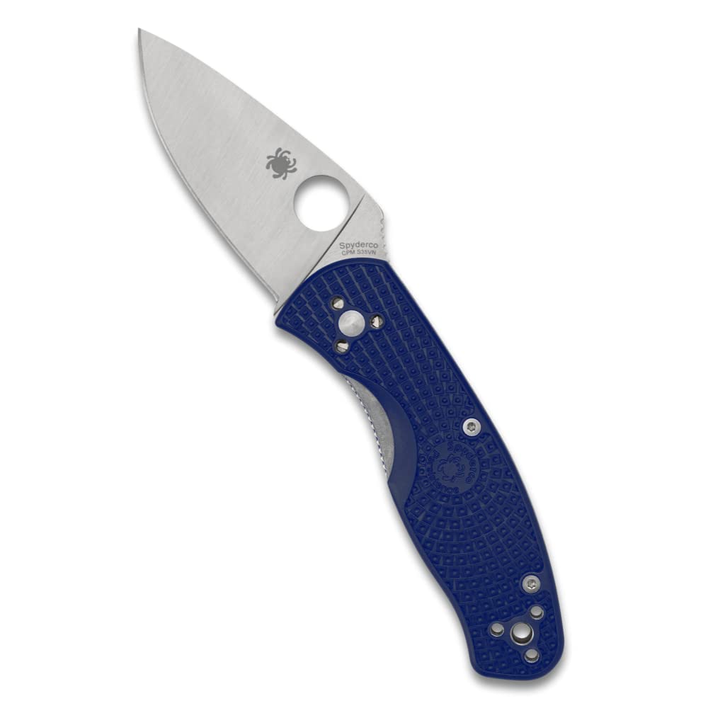 Spyderco Persistence Lightweight Folding Pocket Knife with 2.75 Inch CPM S35VN Steel Blade and Blue FRN Handle - PlainEdge