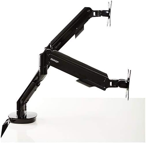 Staples Dual Monitor Arm, up to 30-inch Monitors, Black (51729) Dual Arm