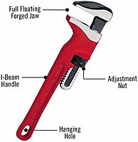 RIDGID 31400 Spud Wrench, 12-inch Adjustable Spud Wrench, Red, full size