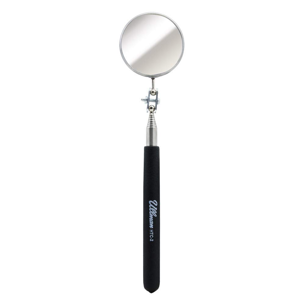 Ullman HTC-2 Pocket Size Telescoping Inspection Mirror with 2.25 inch Round Mirror and Black Handle - Perfect for Mechanics