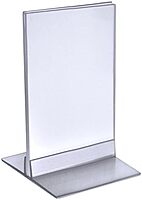Azar Displays 102726 Clear Acrylic Double Sided Sign Holder 4" x 6" Vertical/Horizontal with T Strip, 10-Pack