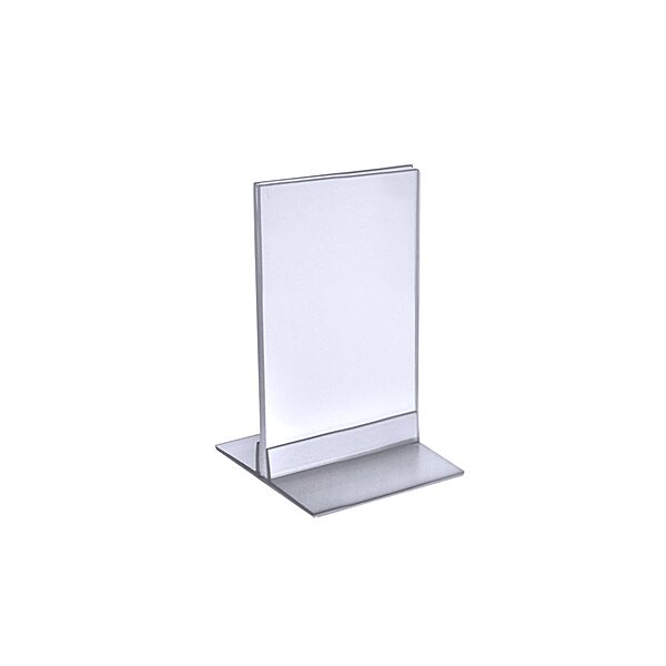Azar Displays 102726 Clear Acrylic Double Sided Sign Holder 4" x 6" Vertical/Horizontal with T Strip, 10-Pack
