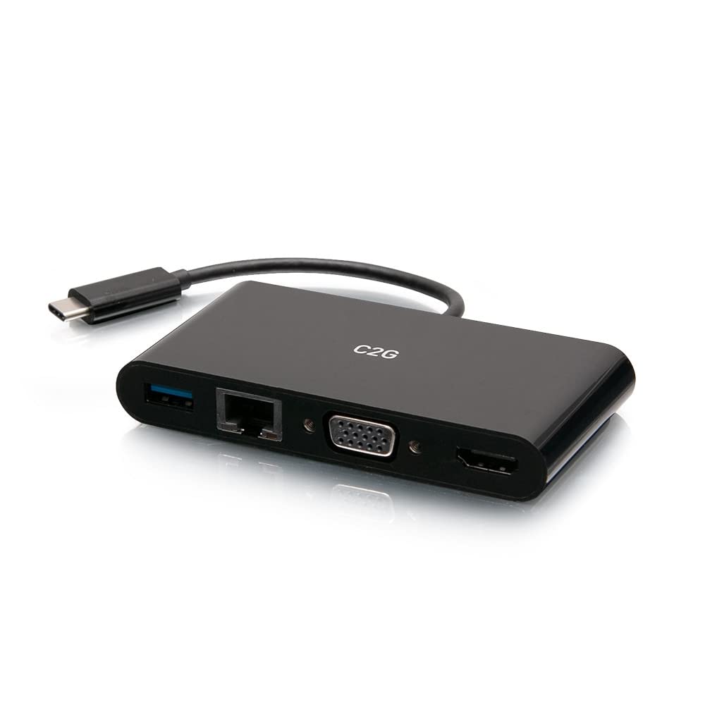 USB-C® to HDMI®, VGA, USB-A, and RJ45 Multiport Adapter - 4K 30Hz - Black
