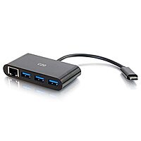 C2G USB-C to Gigabit Ethernet Adapter with 3-Port USB Hub