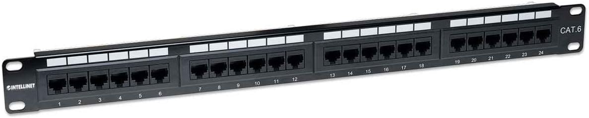 INTELLINET Cat6 UTP Patch Panel - Installer Grade Gold Contacts - Black