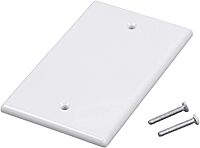 Monoprice 1-Gang Blank Wall Plate - 4.5"x2.75"x0.2", With Screws, White