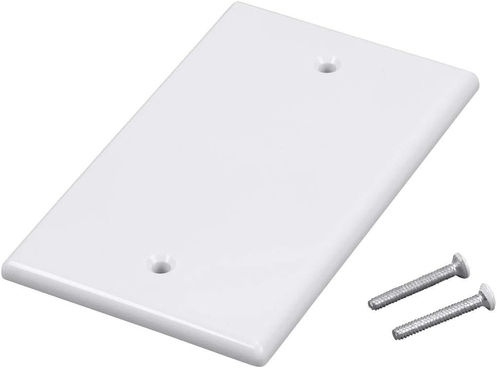 Monoprice 1-Gang Blank Wall Plate - 4.5"x2.75"x0.2", With Screws, White
