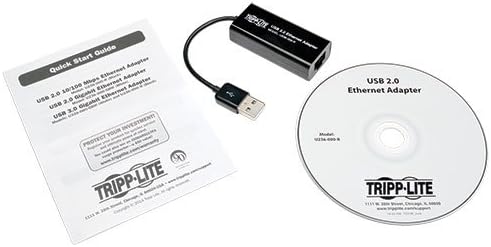 Tripp Lite USB 2.0 Hi-Speed to Ethernet NIC Network Adapter, 10/100 Mbps (U236-000-R), Black