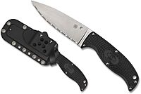 Spyderco Enuff 2 Fixed Blade Knife with VG-10 Leaf Shape Blade and Black FRN Handle - Includes Polymer Sheath SpyderEdge multi