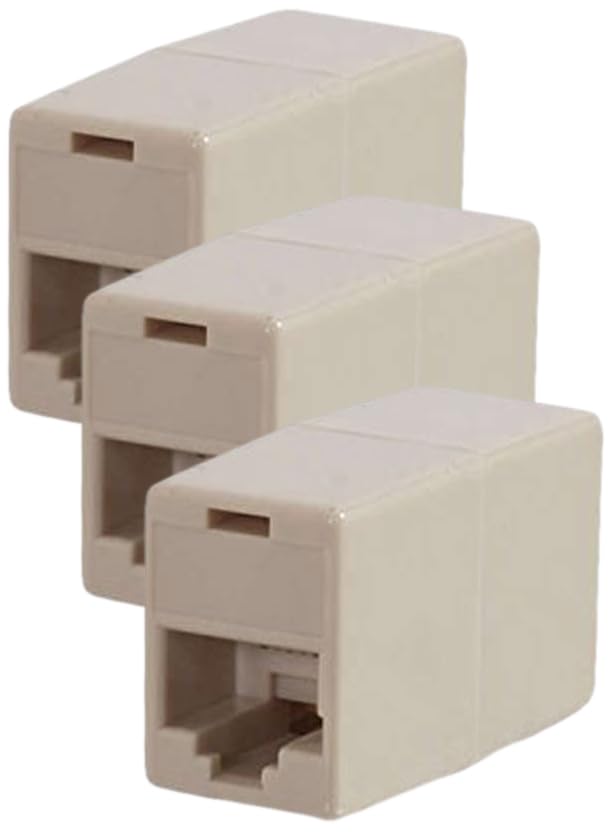 C2G/Cables to Go 01937 RJ45 8-Pin Modular Straight Through Inline Coupler, Ivory (Pack of 3) 1 Count (Pack of 3)