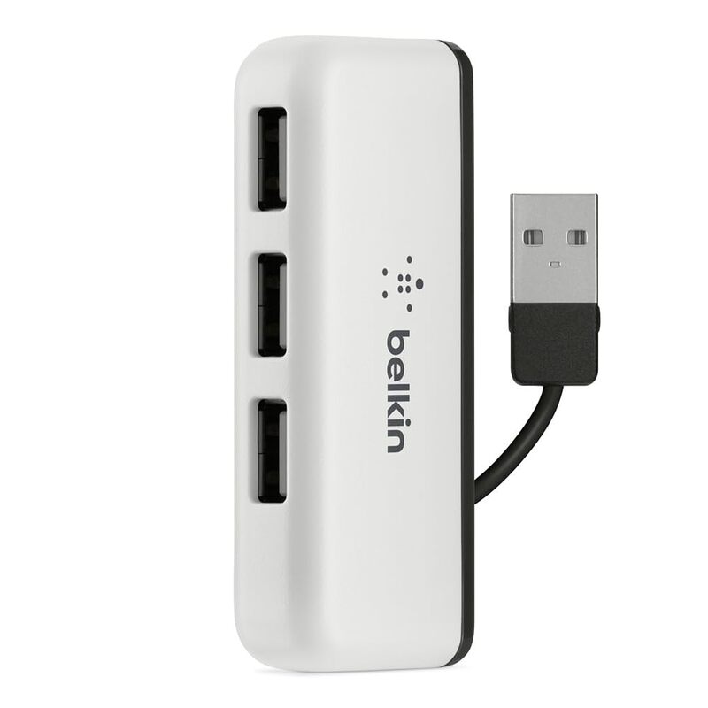 Belkin Travel 4-Port USB 2.0 Hub with Built-In Cable Management (White) 4-Port Travel