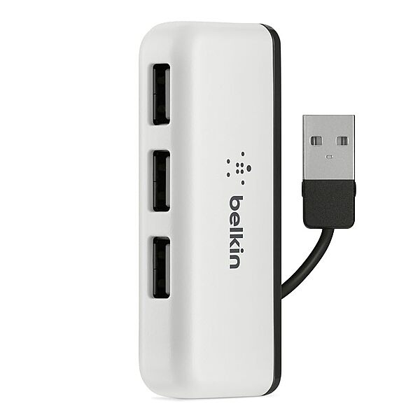 Belkin Travel 4-Port USB 2.0 Hub with Built-In Cable Management (White) 4-Port Travel