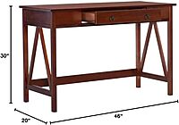 Linon Rockport 46inW Home Office Writing Desk, Antique Tobacco