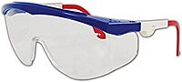 MCR Safety TK130 Tomahawk Safety Glasses with Clear Scratch-Resistant Lens and Colored Frame, Standard, Red/White/Blue