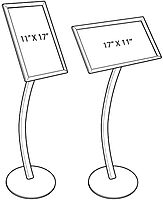 Azar Displays 300237-SLV 11" W x 17" H Angled Snap Frame Floor Display with Curved Pole