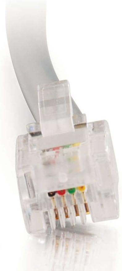 C2G Legrand RJ11 Telephone Cord, Telephone Data Cable, Silver Modular Telephone Cable, 14 Foot Telephone Cord, 1 Count