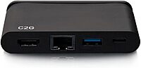 C2G USB-C 4-in-1 Compact Dock with HDMI, USB-A, Ethernet, and USB-C Power Delivery up to 100W - 4K 30Hz