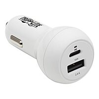 Tripp Lite USB Car Charger Dual-Port USB C 18W, USB-A 12W w/Lightning Cable (U280-C02-30W-K)