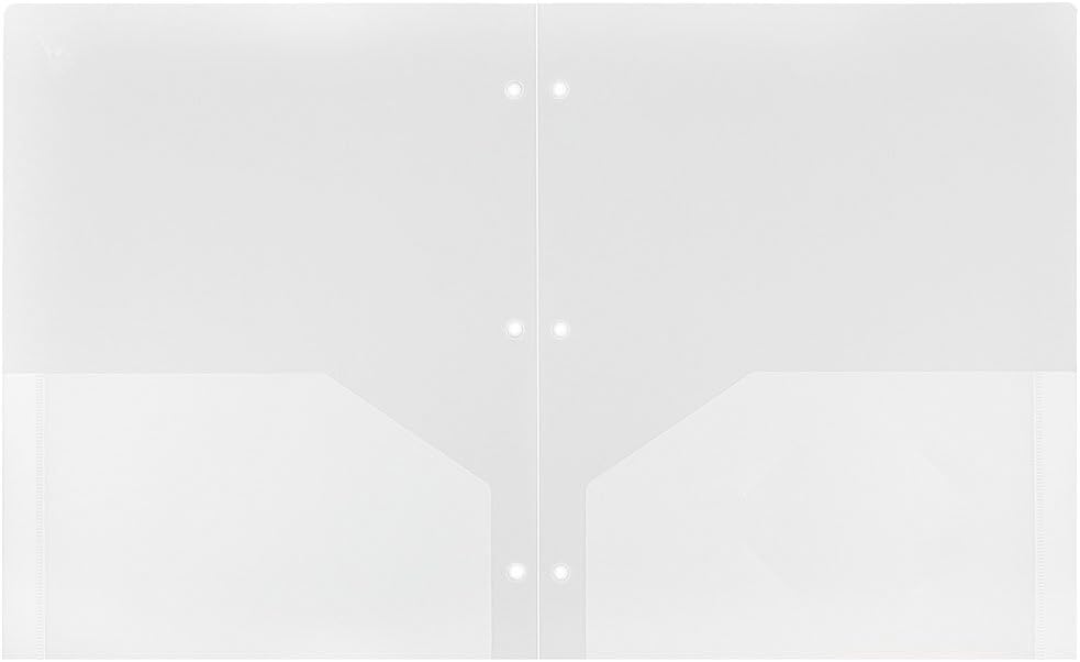 JAM PAPER Heavy Duty Plastic 3-Hole Punched 2-Pocket Presentation Folders